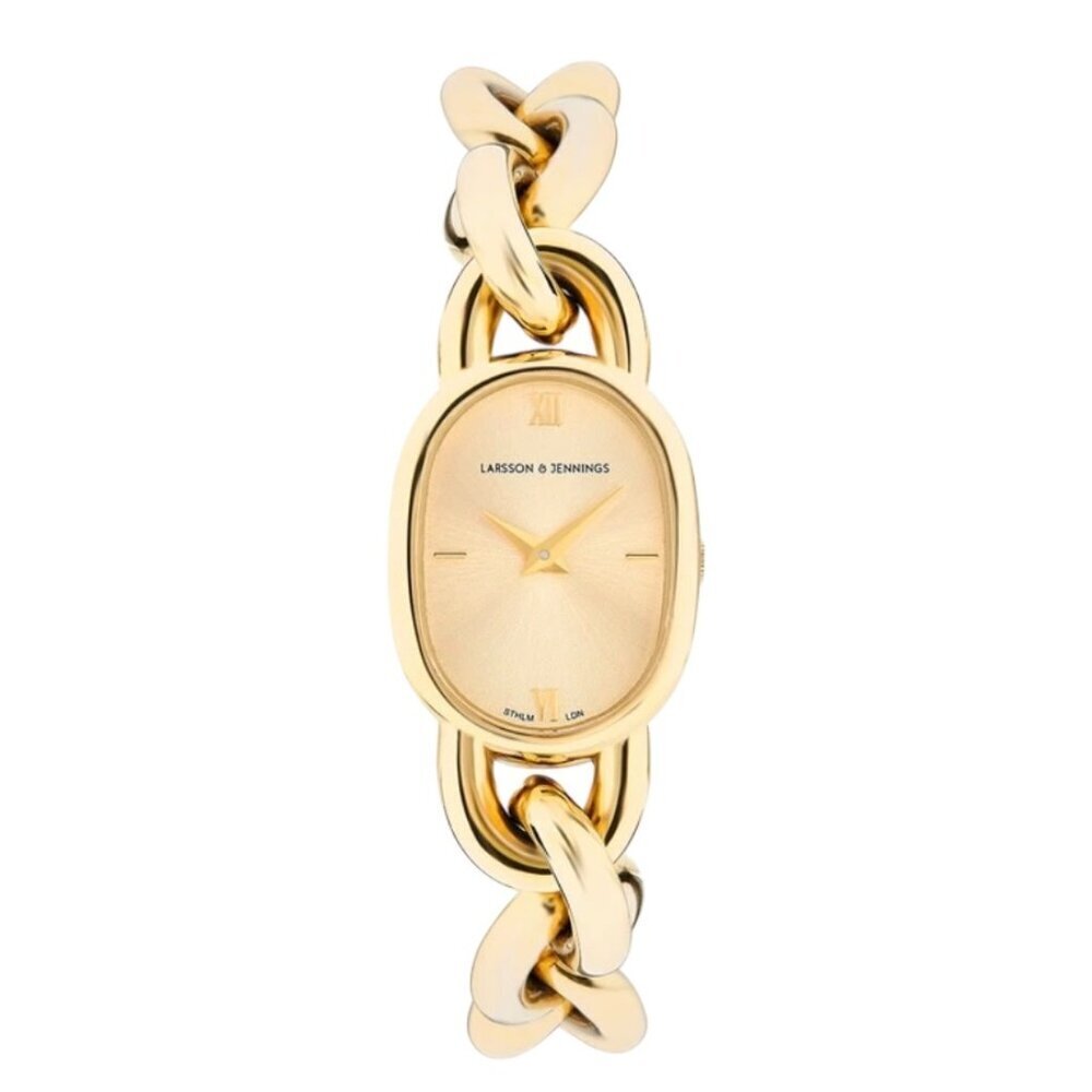 Larsson & Jennings Gold Tone Chain Bracelet Watch NIB 8" Adjustable